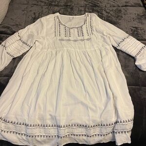 White Embroidered Kids Dress